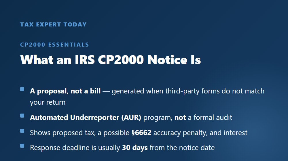 IRS CP2000 notice essentials underreported income AUR